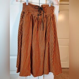 Vixen by Micheline Pitt Pumpkin Spice gingham skirt BNWT